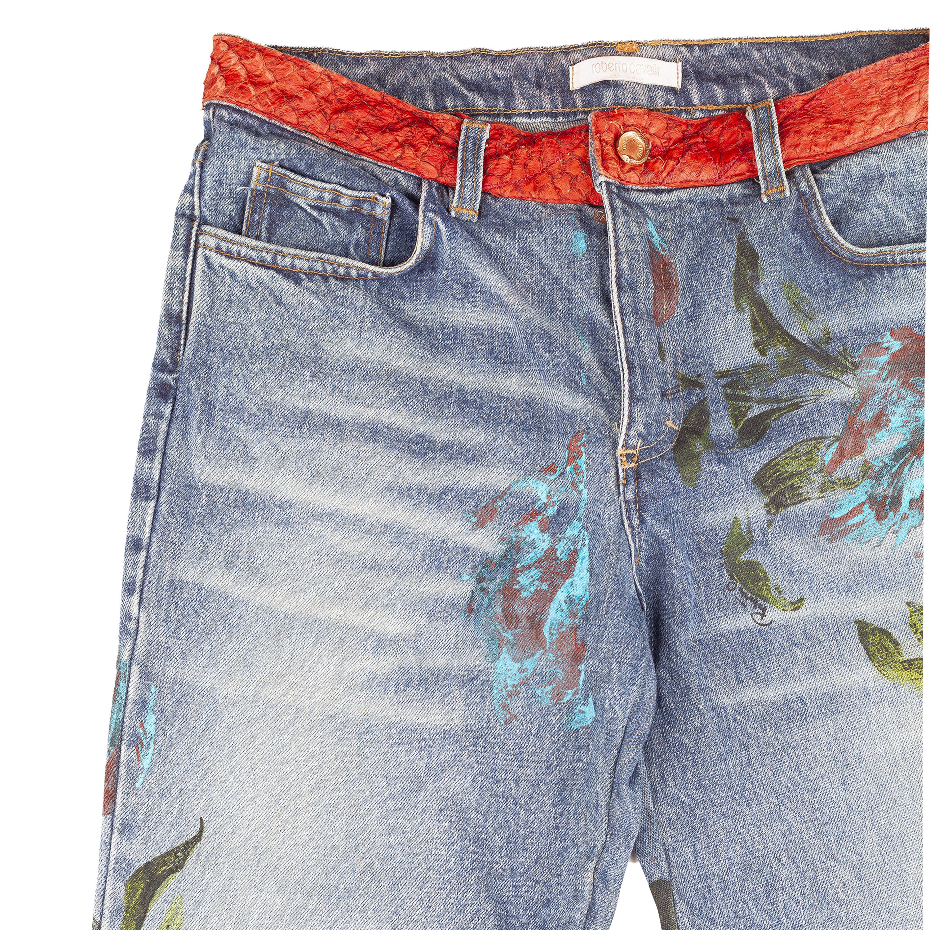 Roberto Cavalli Roberto Cavalli Flower Print Denim Vintage Jeans (M) Size US 28 / EU 44 - 3 Thumbnail