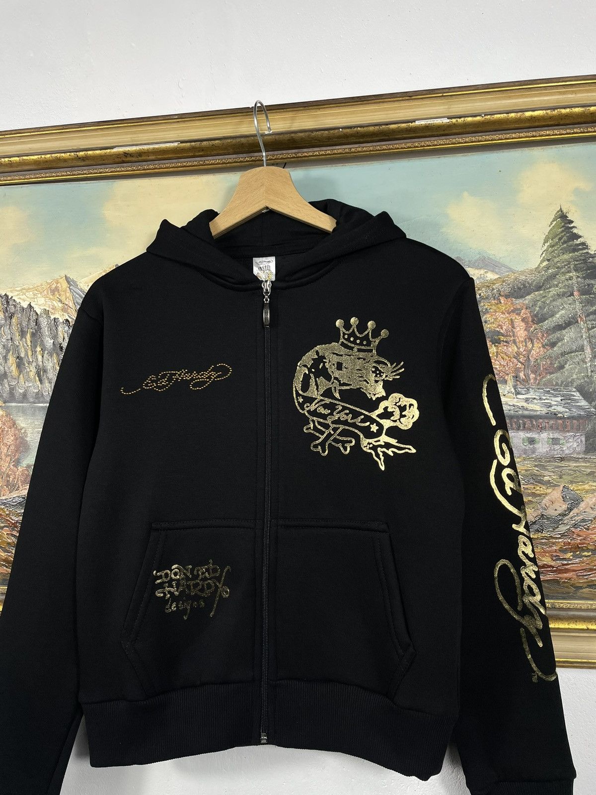 Christian Audigier × Ed Hardy × Vintage Ed Hardy Retro 00s Hoodie Sweatshirt Affliction Grunge Size US XS / EU 42 / 0 - 5 Thumbnail