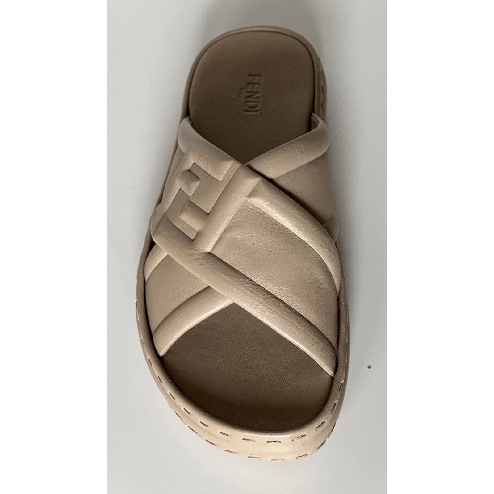 Fendi Men's FF Calf Leather Sandals Beige 9 US/8 UK 7X1501