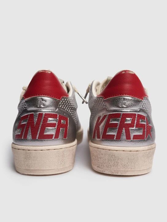 o1lsvrm0425 Star Forated Bio Based Sneakers in Silver/Red