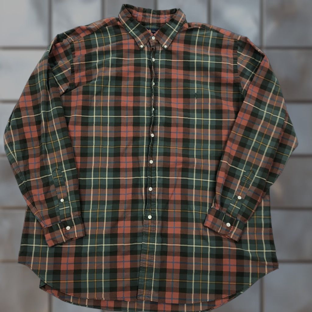 Ralph Lauren Ralph Lauren Men's 4XLT Custom Fit Plaid Button Up Shirt Long Sleeve Fall Size US XXL / EU 58 / 5 - 1 Thumbnail