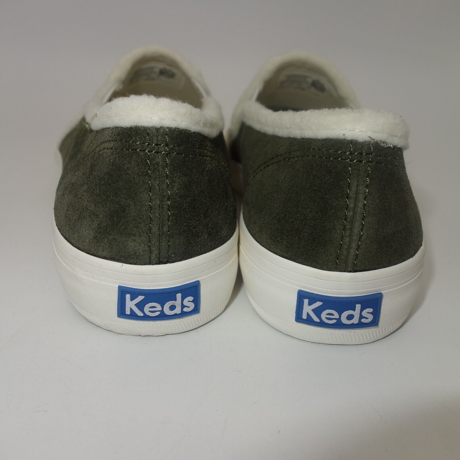 Keds NEW Keds Double Decker Suede Shearling Slip On Forest Olive Size US 5.5 / IT 35.5 - 4 Thumbnail