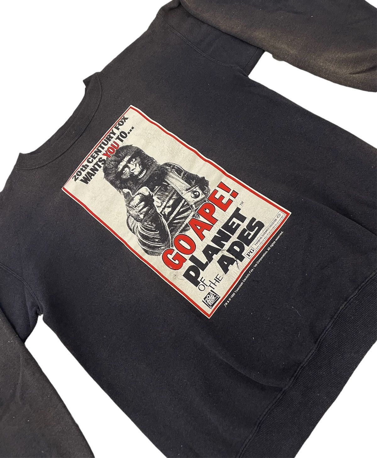 image of Aape x Movie Vintage 95 Planet Of The Ape Sweatshirt in Black, Men's (Size Large)