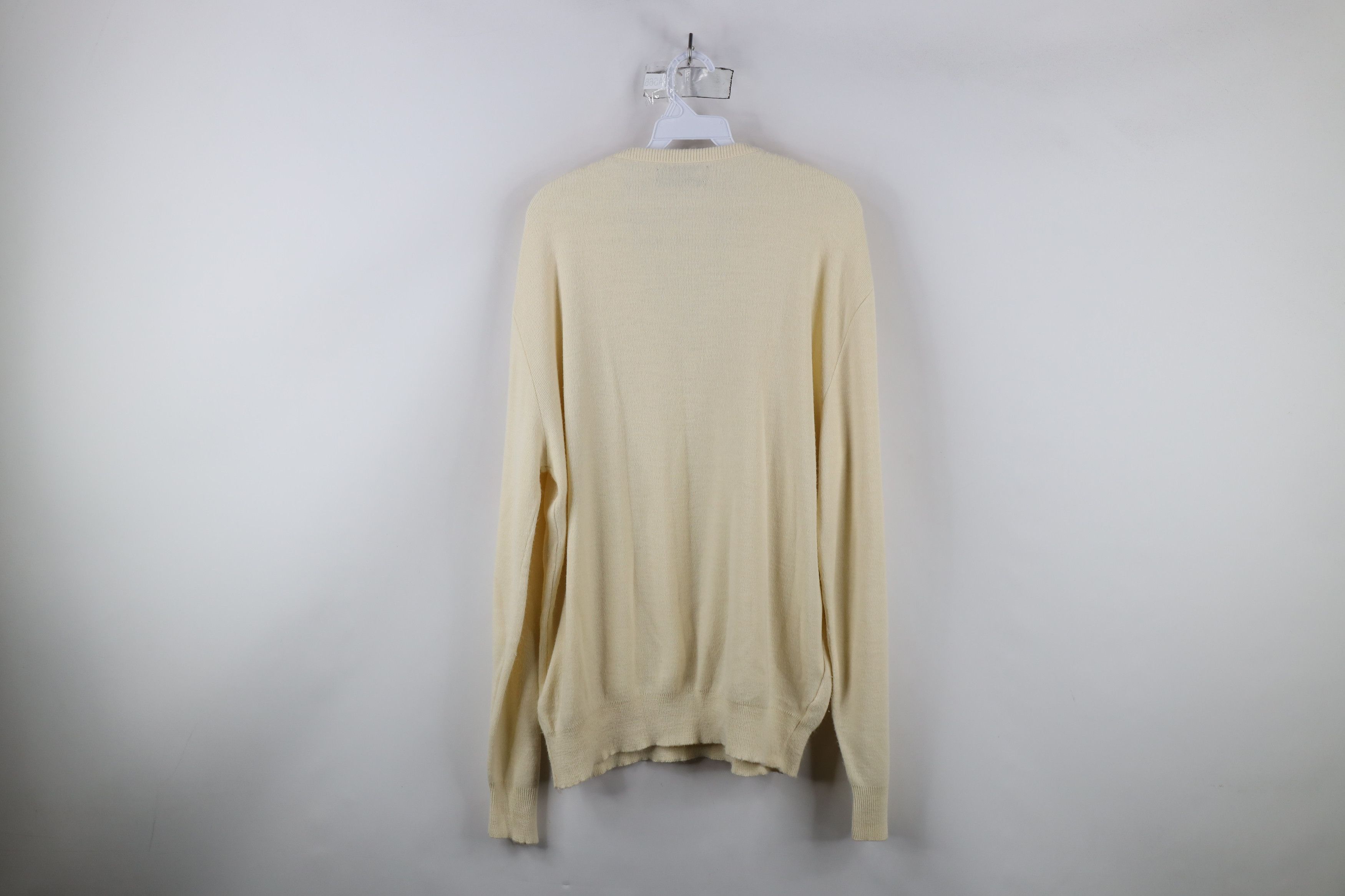 Vintage Vintage 70s Streetwear Blank Knit V-Neck Sweater Cream USA Size US XL / EU 56 / 4 - 12 Thumbnail