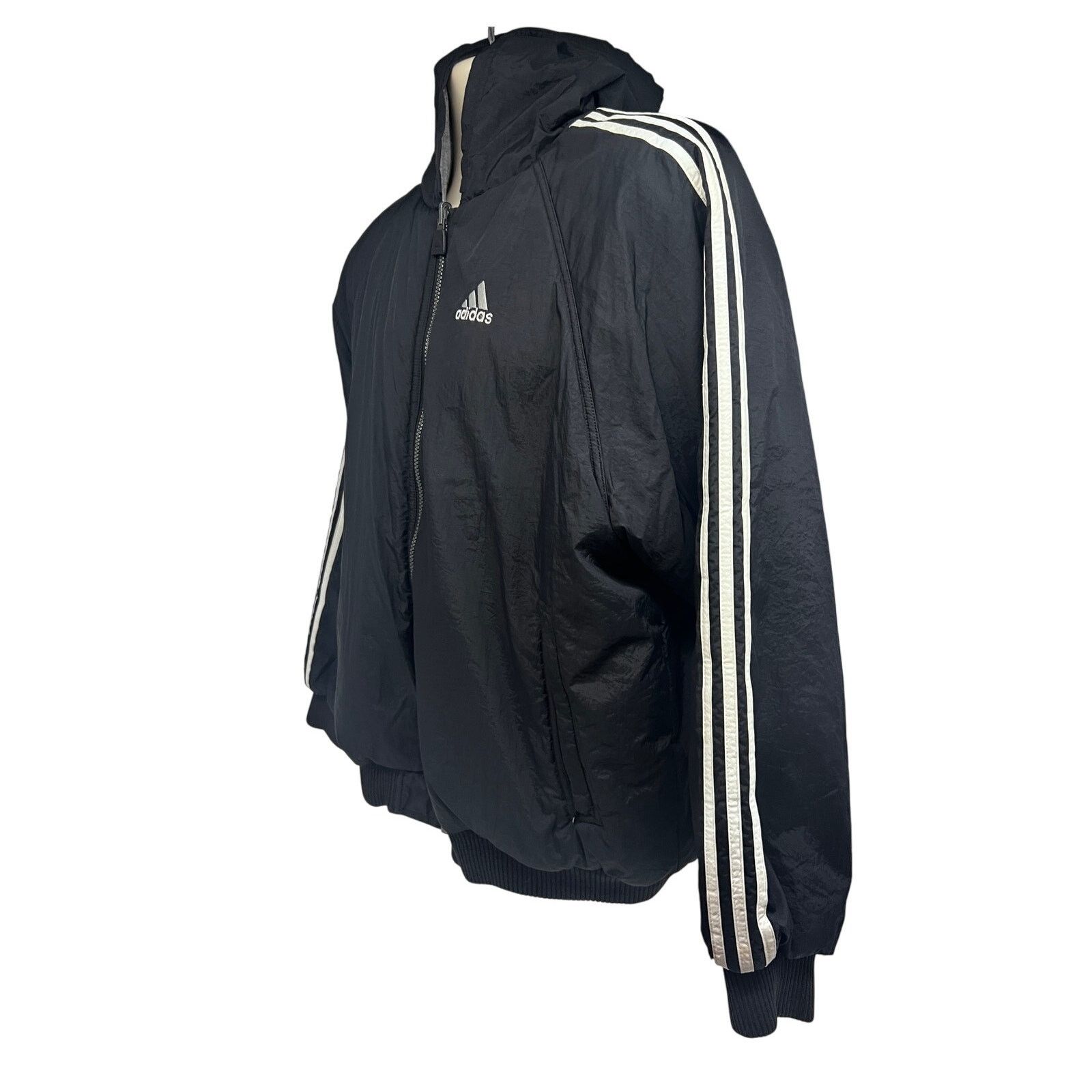 Adidas Adidas Black Trefoil Spellout Hood Reversible 90s Jacket L Size US L / EU 52-54 / 3 - 3 Thumbnail