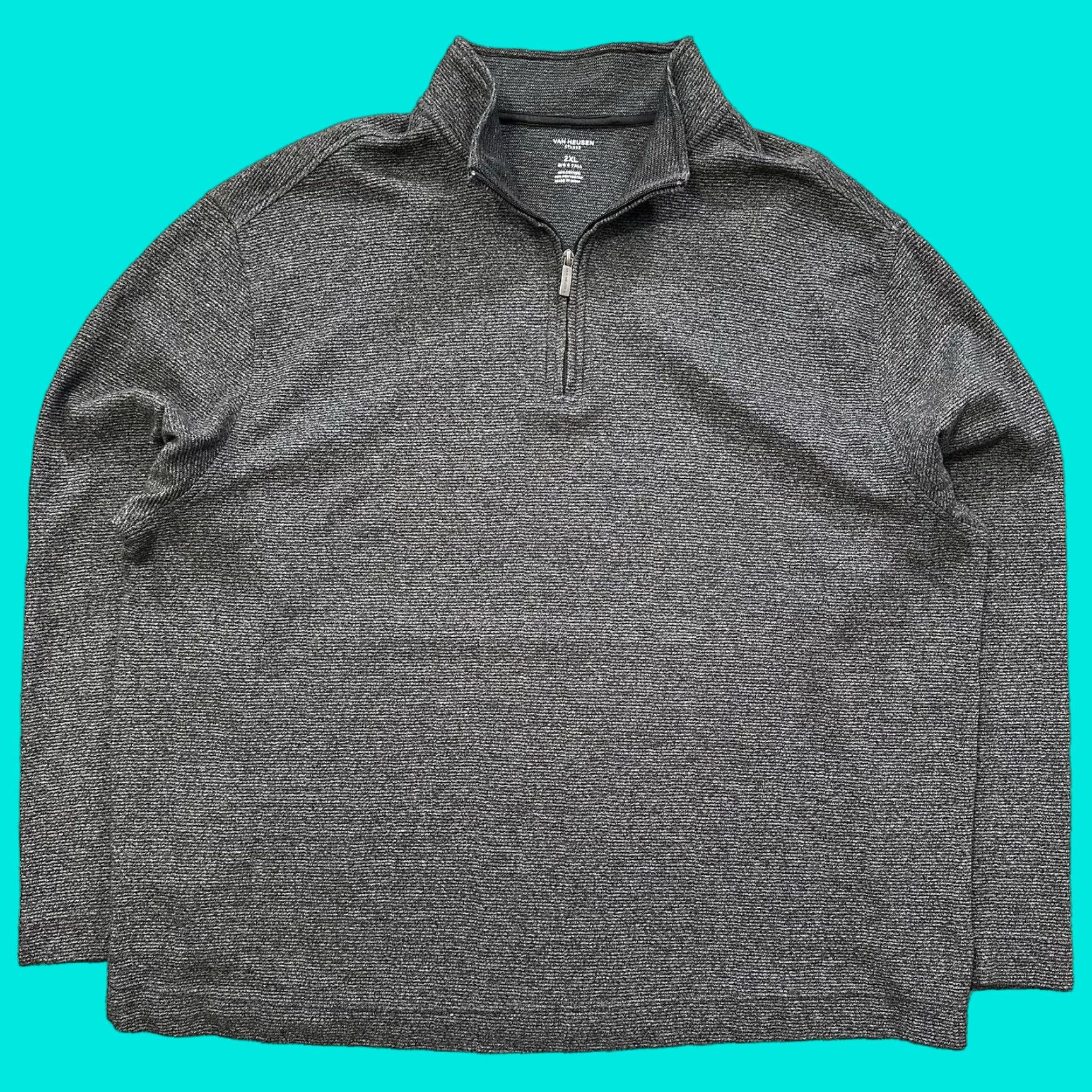 Van Heusen Van Heusen Mens XXL Grey Mock Neck Pullover Sweater - Classic Fit, Zipper Accent, Long Sleeve, 2XL, Solid Cotton Big & Tall Size US XXL / EU 58 / 5 - 1 Thumbnail