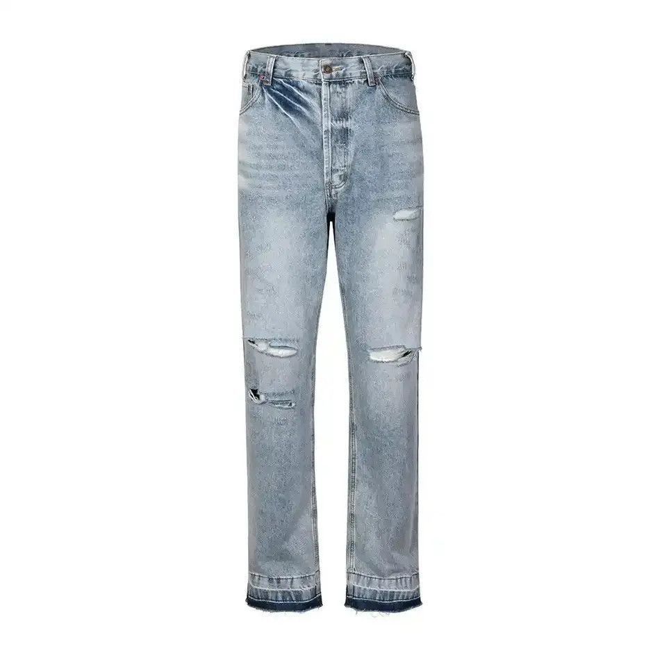 Japanese Brand High Street Hole Cut Ripped Washed Blue Baggy Jeans Pants Size US 32 / EU 48 - 5 Thumbnail