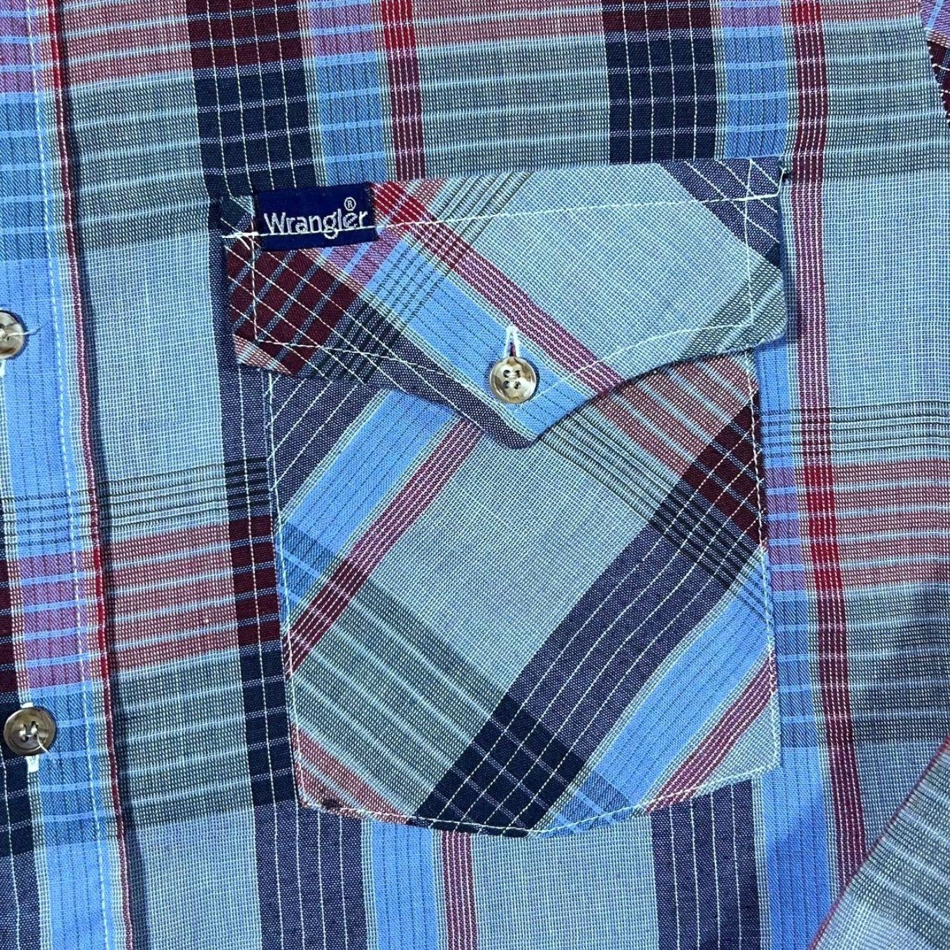 Wrangler VINTAGE Wrangler Cowboy Western Made In USA Blue Plaid Long Sleeve Shirt M Womens? Men? Size US M / EU 48-50 / 2 - 3 Thumbnail
