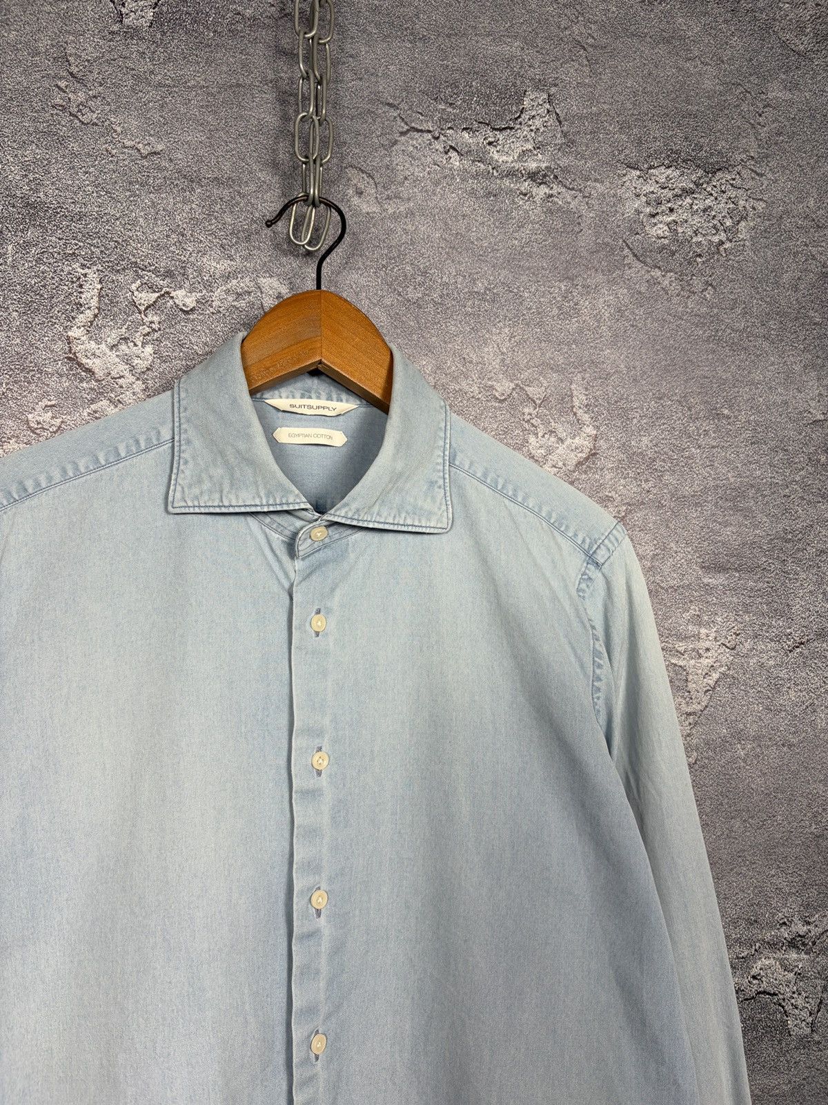 Suitsupply Suittsupply Egyptian Cotton Denim Classic Shirt Size M Size US M / EU 48-50 / 2 - 4 Thumbnail