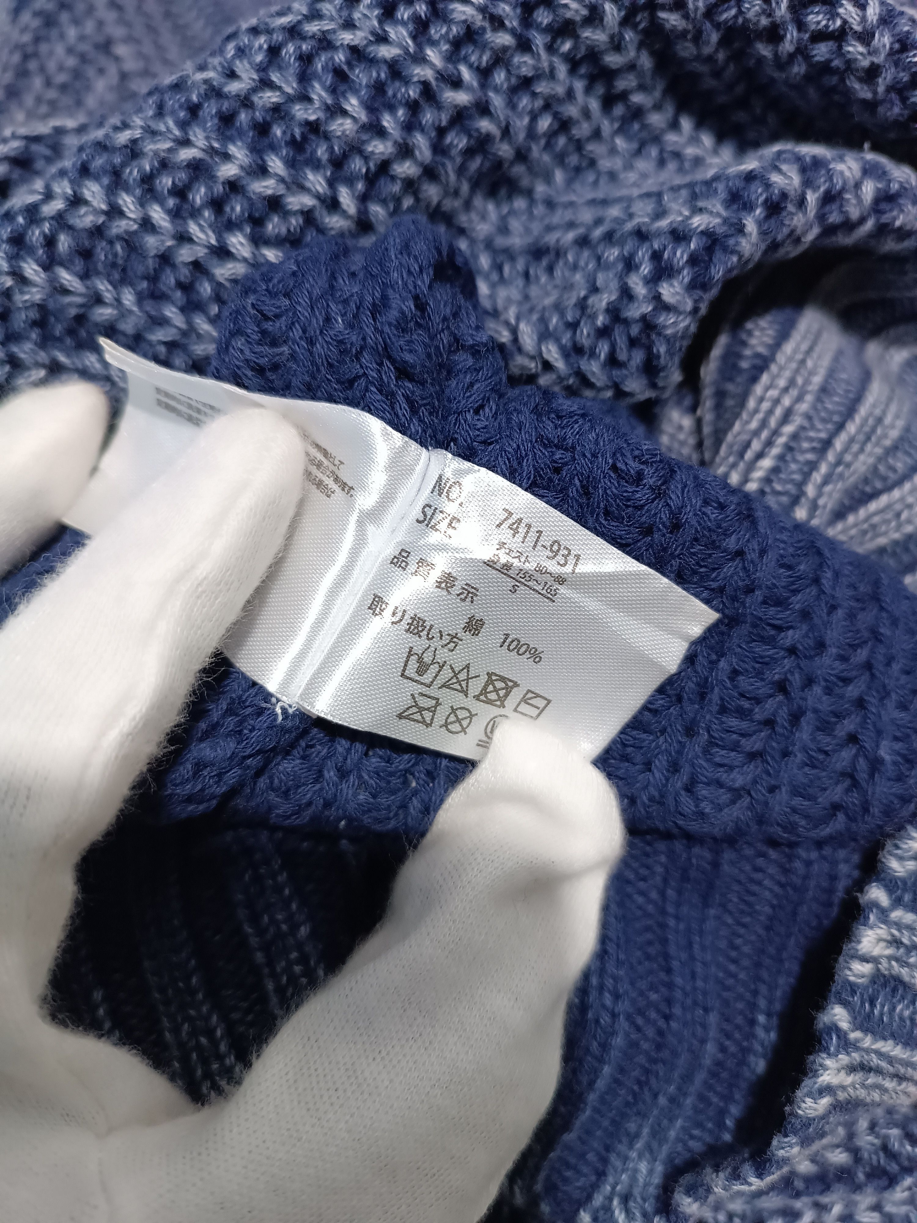 Japanese Brand Indigo Sulfur Dyed Cable Knit Sweater Size US M / EU 48-50 / 2 - 6 Thumbnail