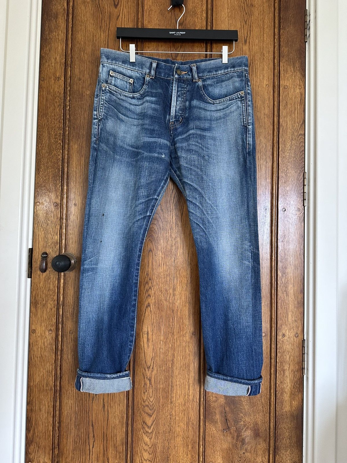 Saint Laurent Paris SS21 $890 Saint Laurent selvedge blue denim jeans 32 Size US 32 / EU 48 - 14 Thumbnail