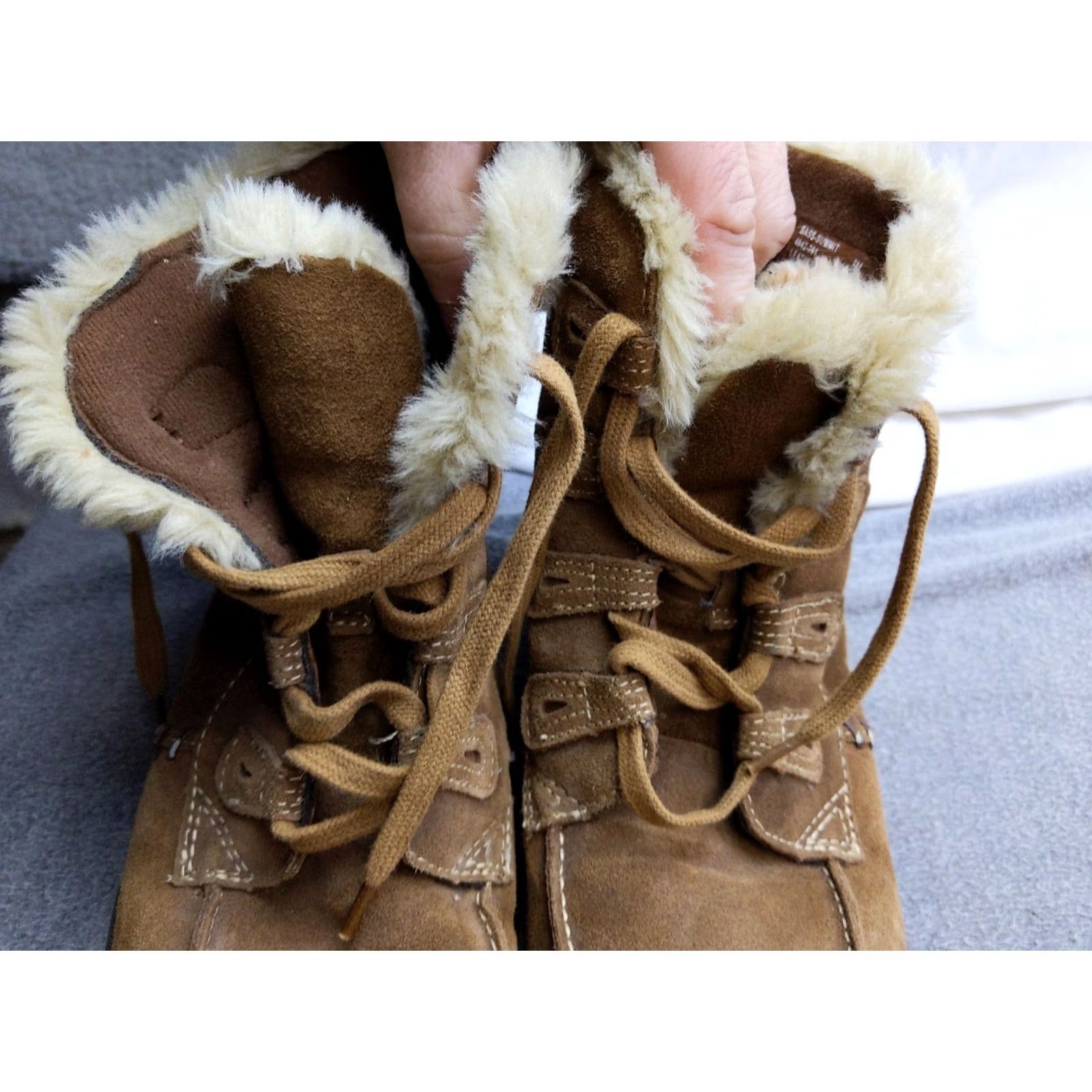 Vintage Bass Summit Snow Boots Womens Size 8 39 Brown Suede Faux Fur Ankle Lace Up Size US 8 / IT 38 - 4 Thumbnail