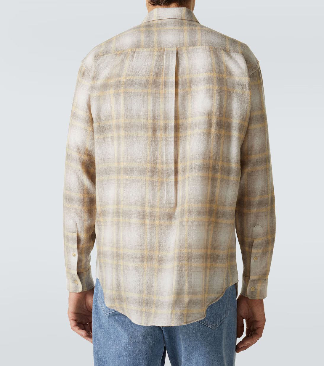 Auralee 💚 Auralee Airy Wool Check Shirt Yellow Gray Check NEW Size US XL / EU 56 / 4 - 5 Thumbnail