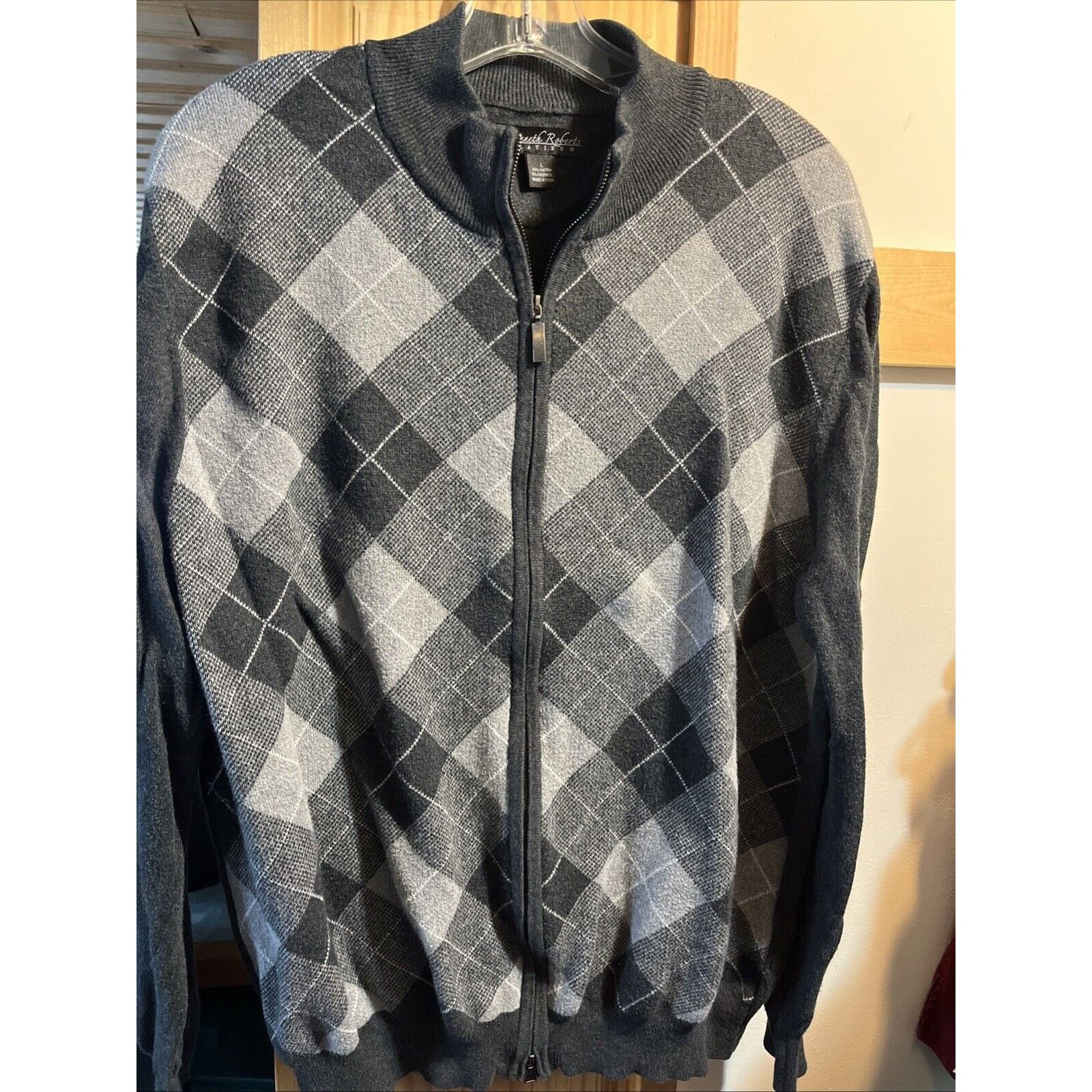 Other Kenneth Roberts Men’s L Gray Argyle Cotton Cashmere Sweater Size US L / EU 52-54 / 3 - 2 Thumbnail