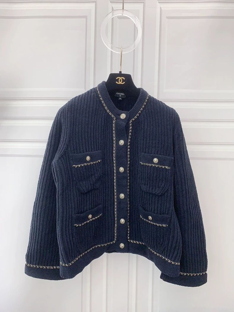 Chanel Chanel Dark blue chain sweater jacket Size XXS / US 00 / IT 34 - 1 Thumbnail