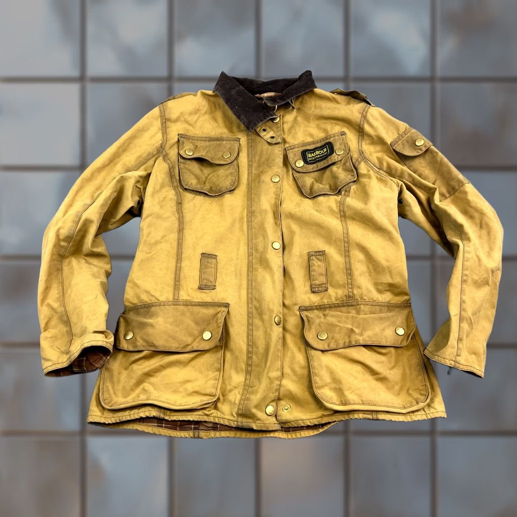 Barbour VINTAGE Barbour International Jacket UK 16 Tan Womens Wax Made England 3 Warrant Size XXL / US 16-18 / IT 52-54 - 1 Thumbnail
