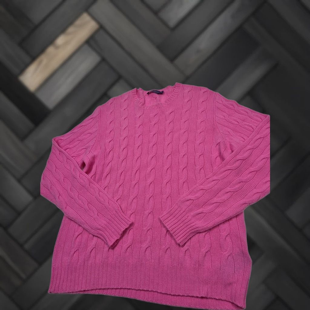 Ralph Lauren Ralph Lauren Purple Label Sweater Women's XL Pink Cable Knit Cashmere Italy Crew Neck Size XL / US 12-14 / IT 48-50 - 1 Thumbnail
