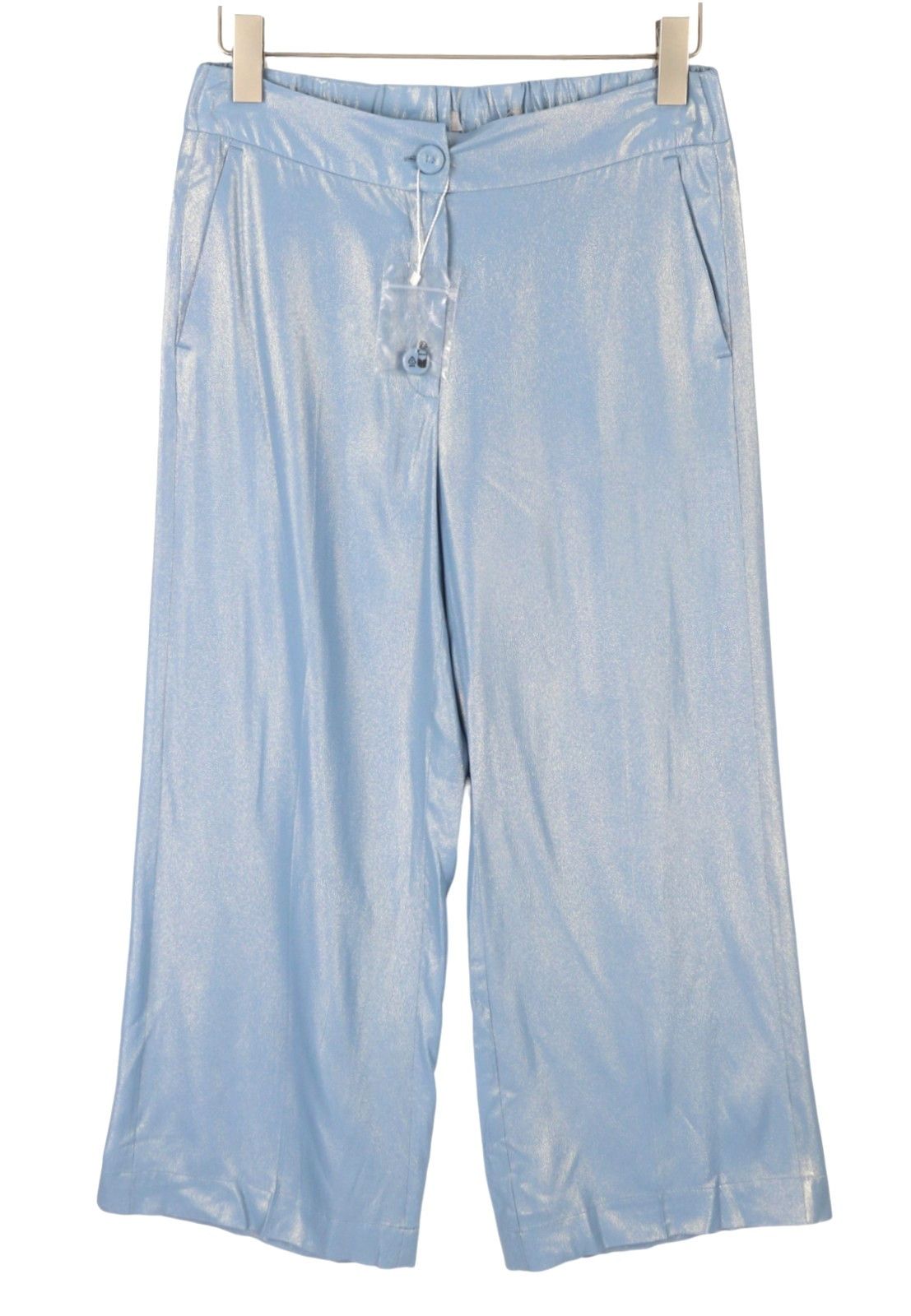 Max Mara EU38 Light Blue Glitter Silk Ankle Flared Trousers 88744 Size 28" / US 6 / IT 42 - 2 Thumbnail