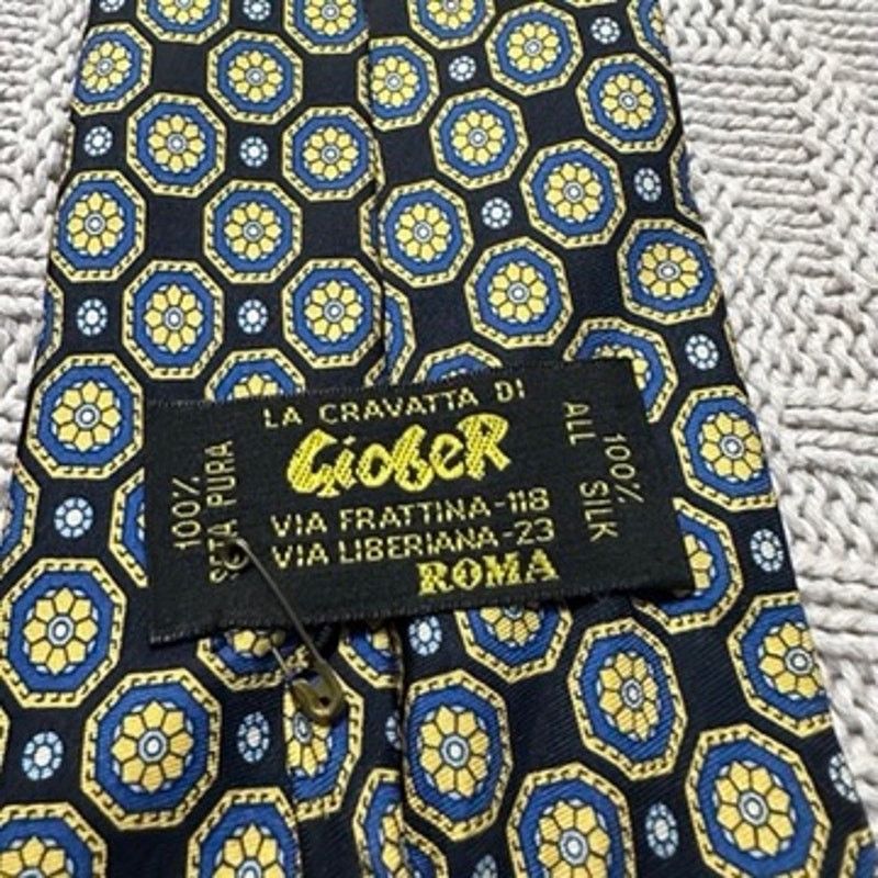 Vintage Vintage Giofer black and yellow geometric print silk tie Size ONE SIZE - 3 Thumbnail