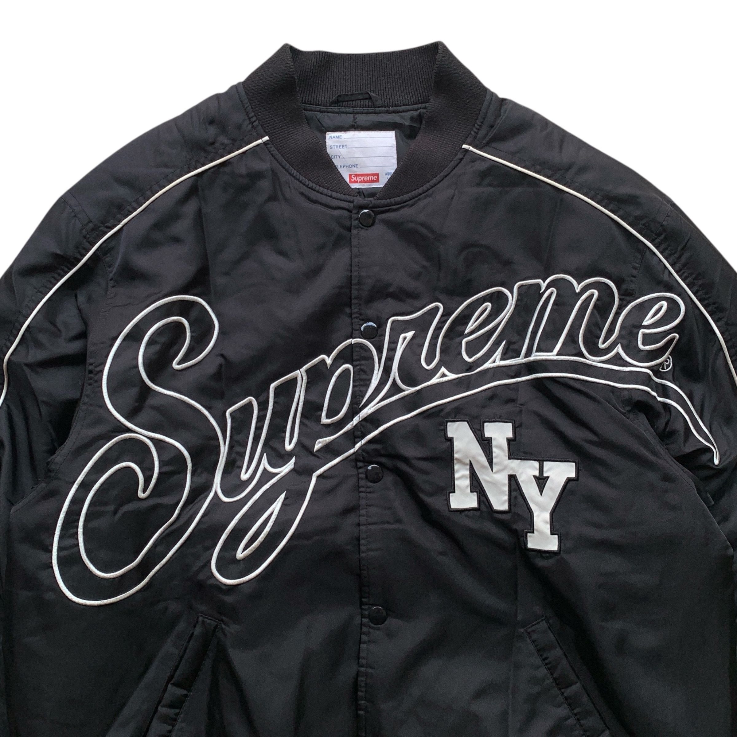 Supreme Supreme Script Contrast Varsity Bomber Jacket FW2020 Size US XL / EU 56 / 4 - 2 Thumbnail