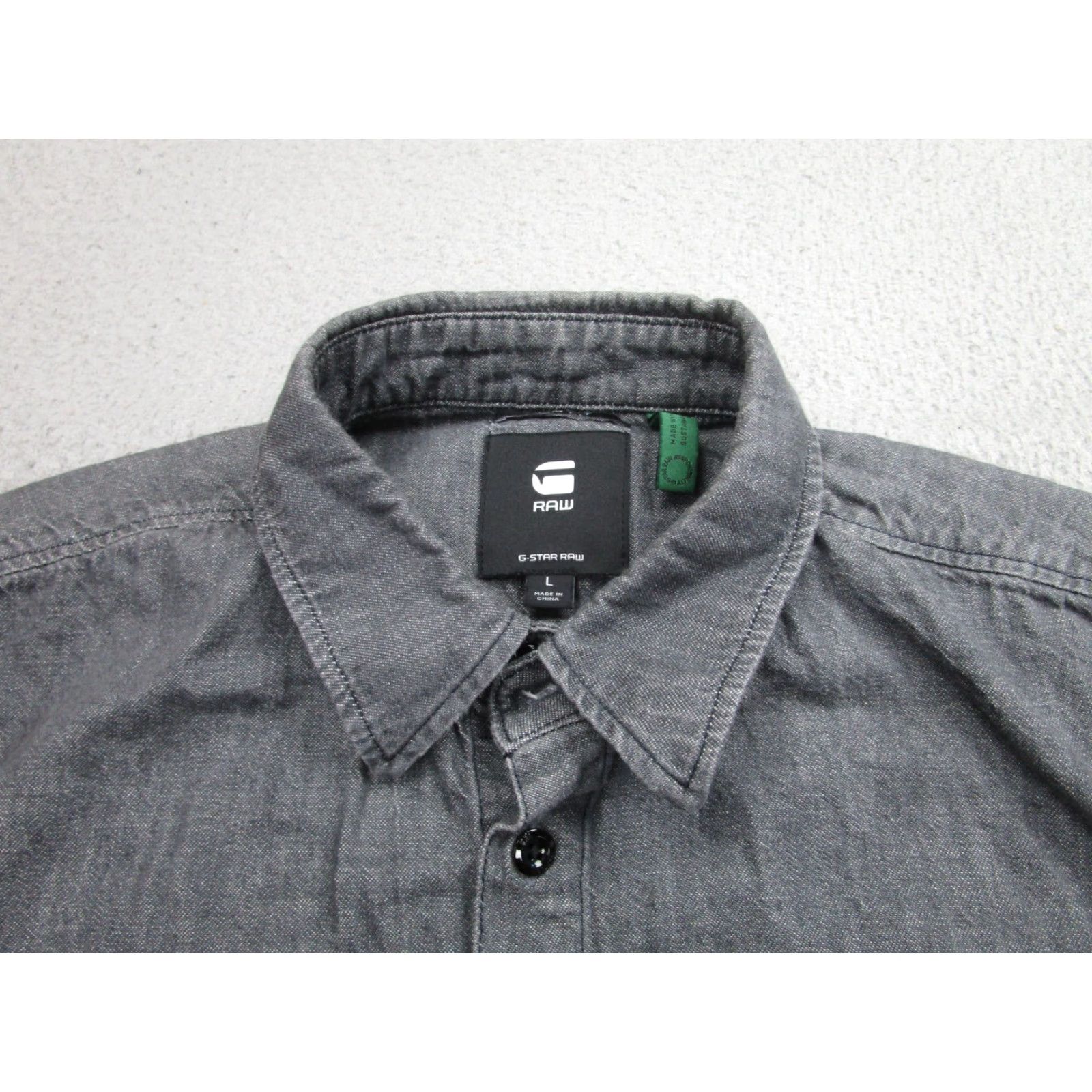 Vintage G-Star RAW Marine Slim Button-Up Shirt Mens Large Gray Long Sleeve Organic Cotton Size US L / EU 52-54 / 3 - 3 Thumbnail