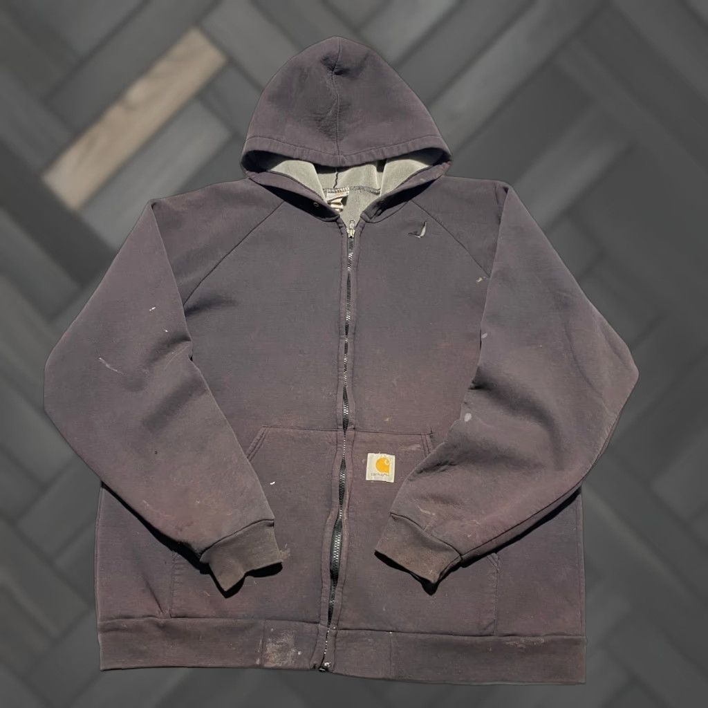 Carhartt VINTAGE Carhartt K131 BLK Thermal Lined Hoodie Mens XL Black Distressed Thrashed Size US XL / EU 56 / 4 - 1 Thumbnail