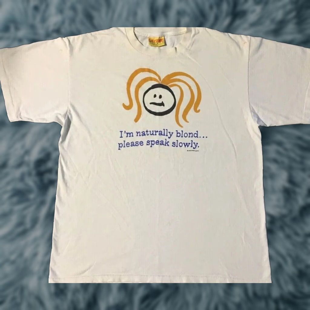 Vintage Vtg 90s Im Blonde Speak Slowly Faded Shirt XL Humor Funny Saying Joke Grunge 80s Size US XL / EU 56 / 4 - 1 Thumbnail