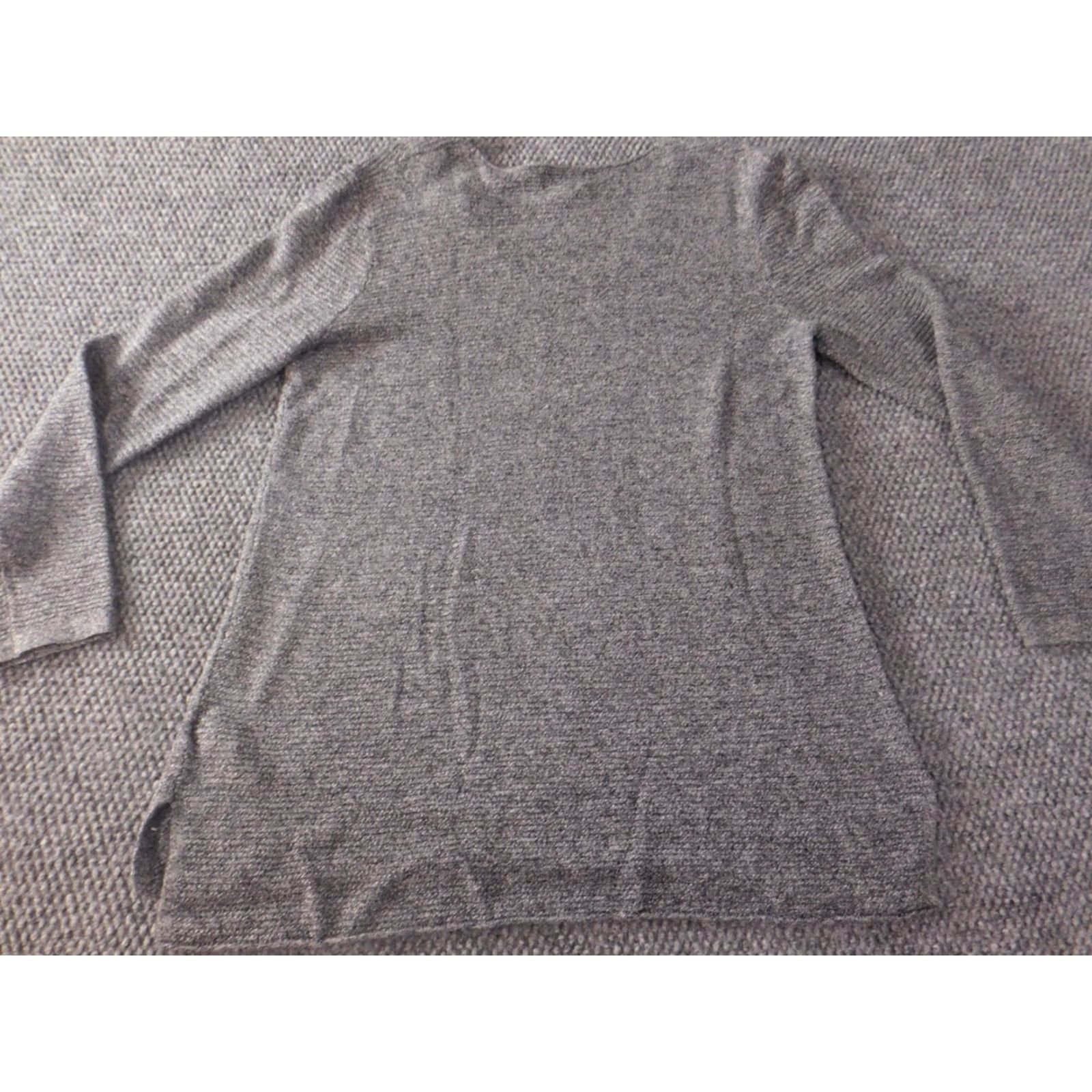Old Navy Old Navy Womens Sweater L Gray V-Neck Pullover Puff Sleeve Knit Cotton Rayon Bow Button Size L / US 10 / IT 46 - 7 Thumbnail