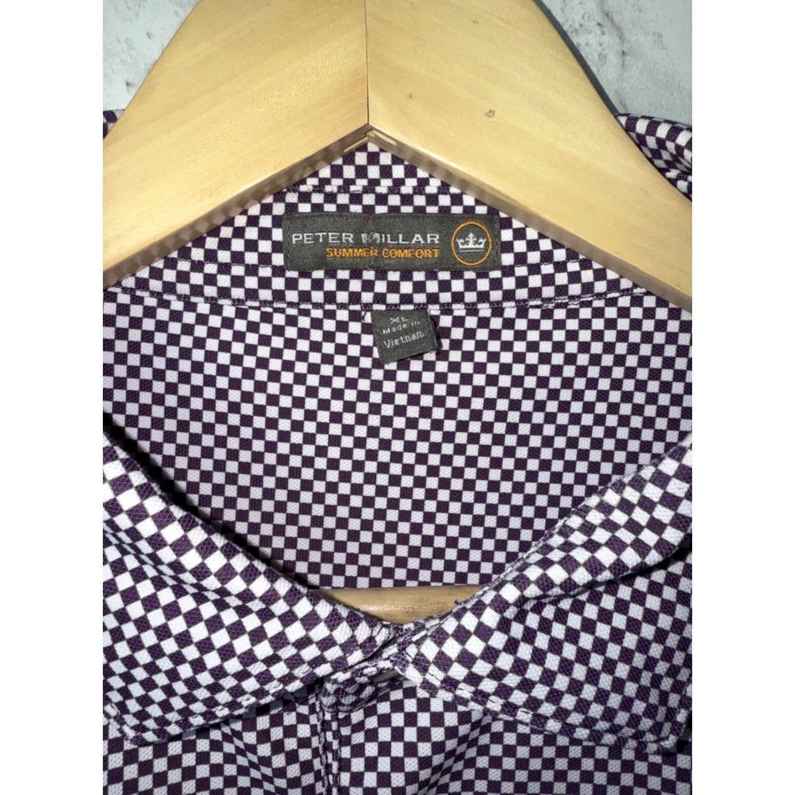 Peter Millar PETER MILLAR Summer Comfort Purple/white Checkered Shirt Mens XL Stretchy Size US XL / EU 56 / 4 - 2 Thumbnail