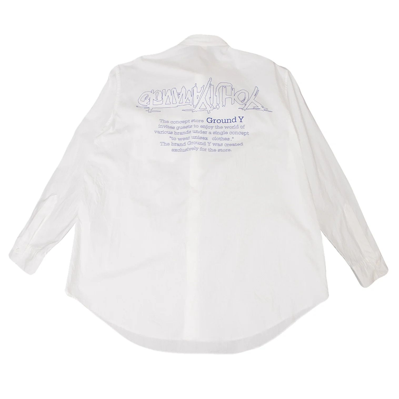 Yohji Yamamoto Cotton Back Logo Print Shirt in White and Blue Size US M / EU 48-50 / 2 - 1 Thumbnail