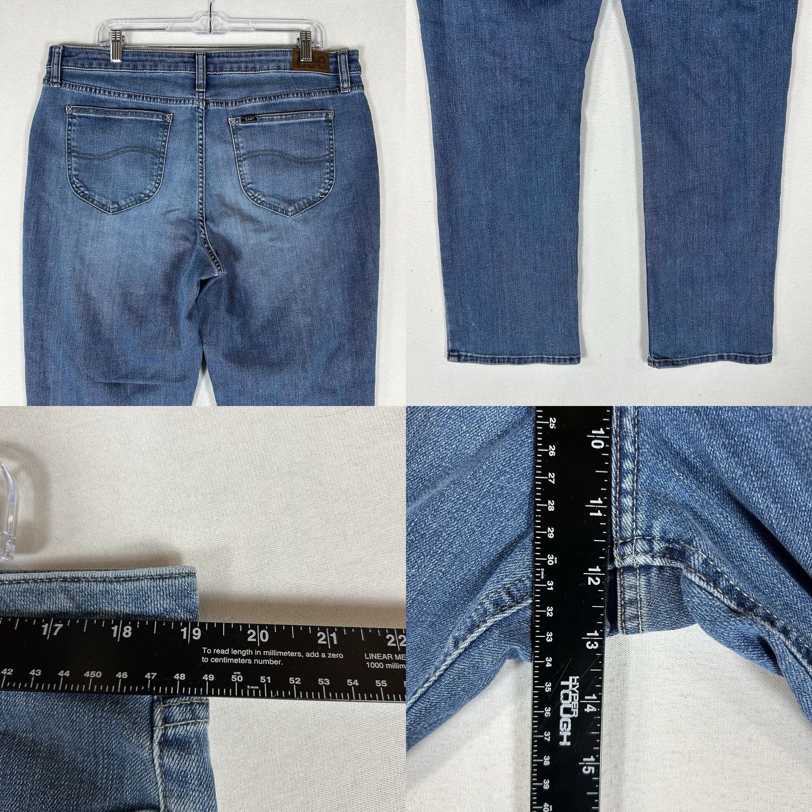Lee Lee Regular Fit Jeans Womens 16M 5-Pocket Denim Blue Straight Mid Rise 31in Inseam Size 38" / US 16 / IT 52 - 8 Thumbnail