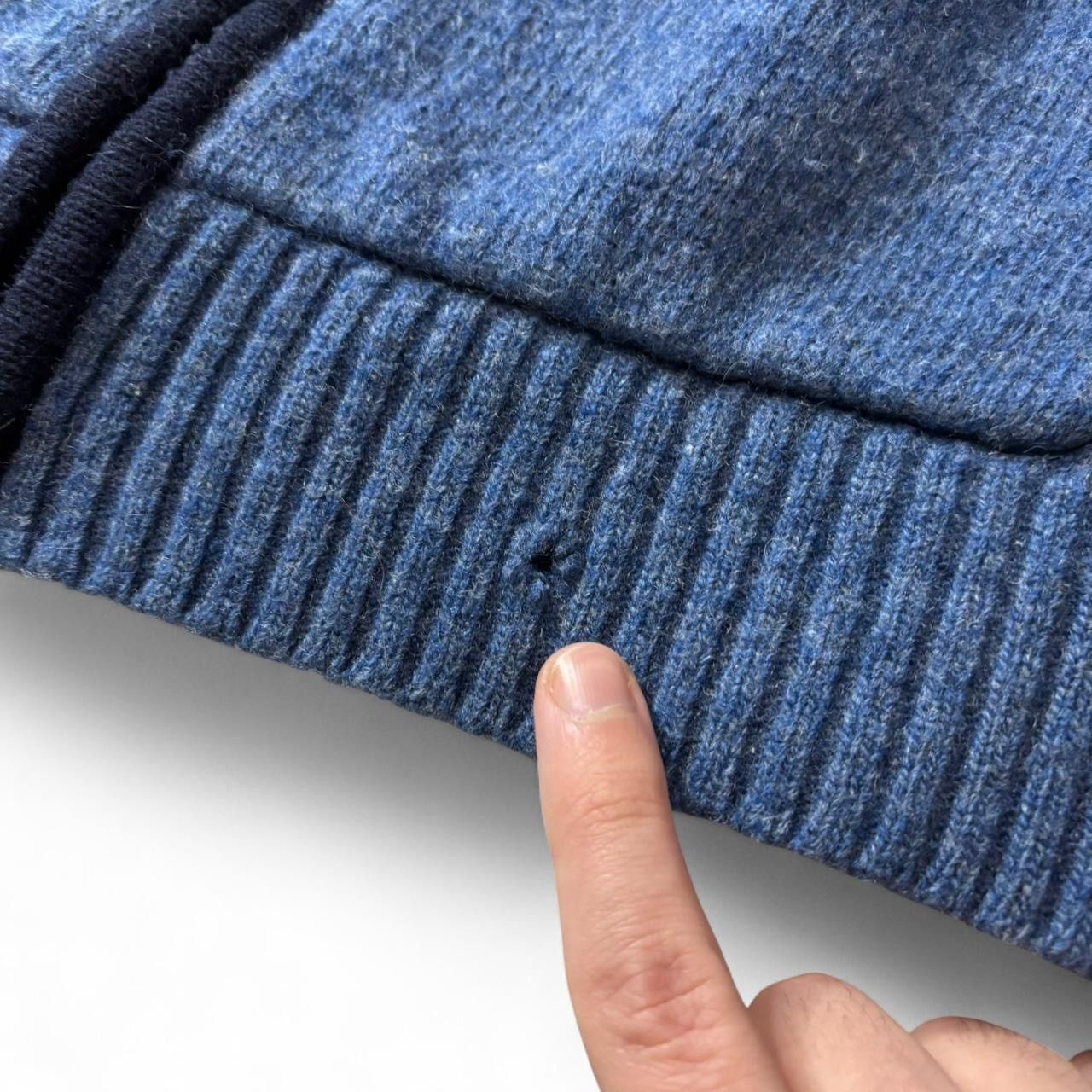 Vintage Vintage Blue 100% Wool Full Zip Sweater - XL Fits L Size US L / EU 52-54 / 3 - 2 Thumbnail