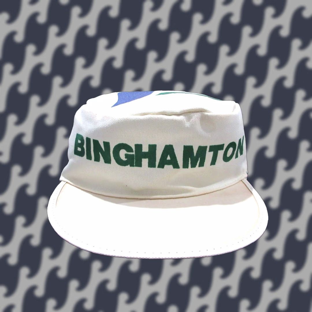 VINTAGE Binghamton Whalers Hat Adult One Size White Mens Cap Baseball Hat