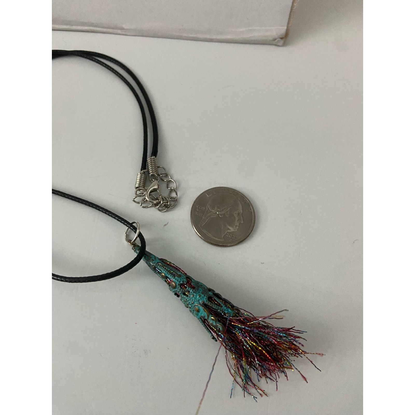 Handmade rainbow pendant necklace fringe Size ONE SIZE - 4 Thumbnail