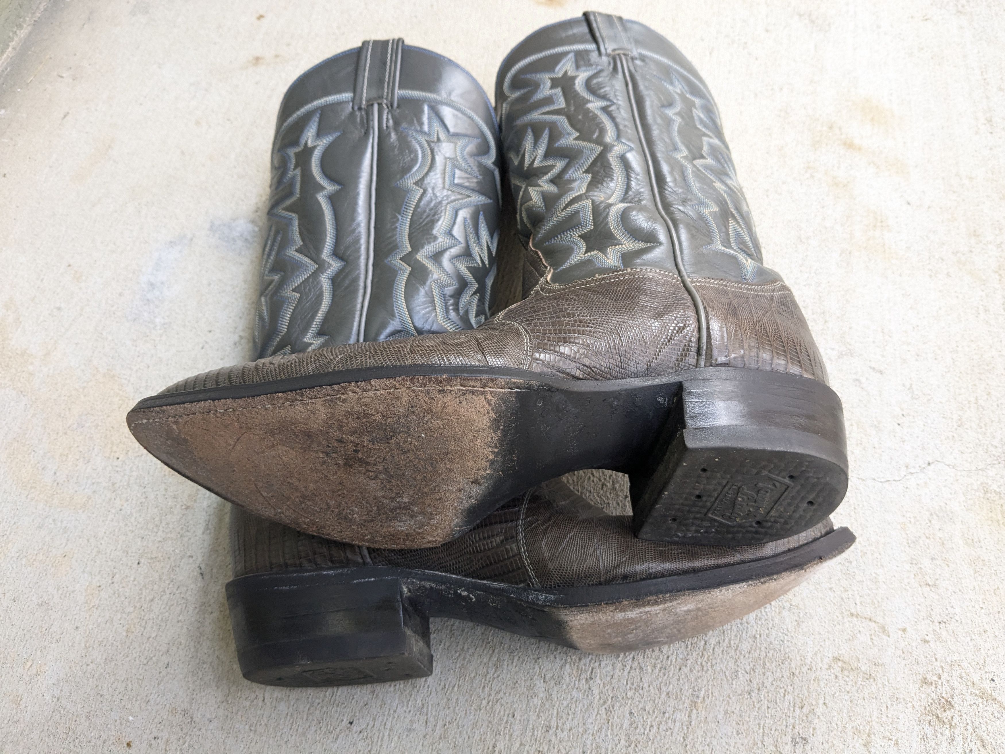 Other Tony Lama Cowboy Boots Lizard Green 9.5 D Leather Gray Size US 9.5 / EU 42-43 - 14 Thumbnail