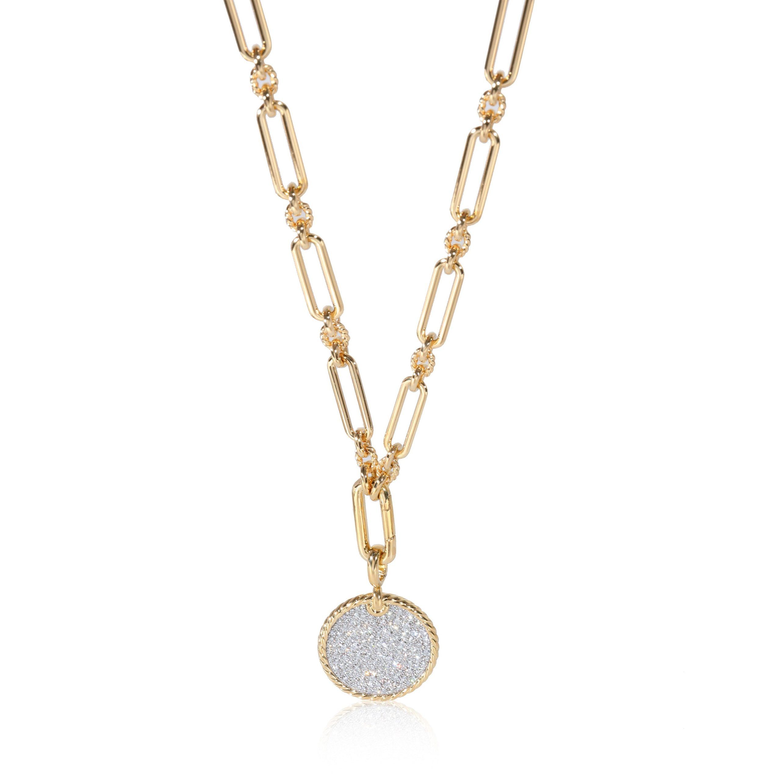 image of David Yurman Elements Disc Necklace In 18K Yellow Gold 2 Ctw, Women's