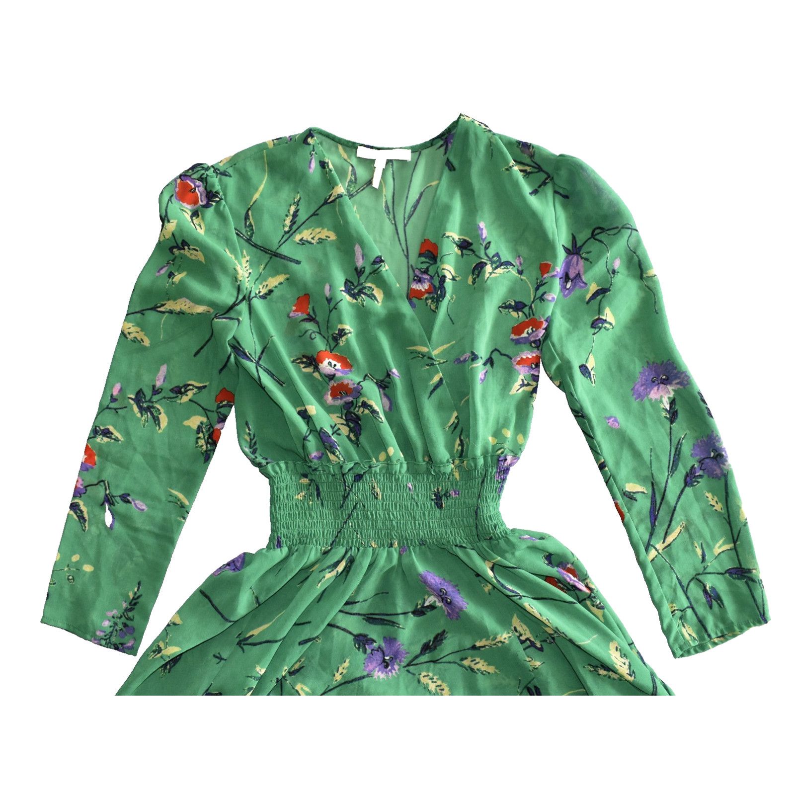 Maje MAJE Green Floral Slip Liner Handkerchief Hem Midi Dress S 1 Size S / US 4 / IT 40 - 7 Thumbnail