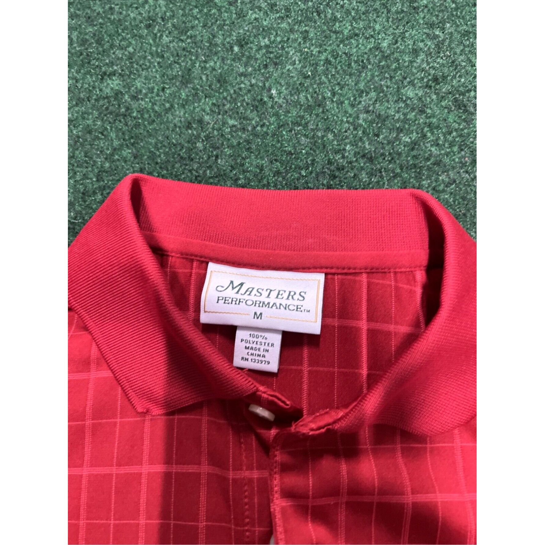 Vintage Augusta National Masters Inspired Poly Golf Shirt with Red Stripes by Masters Performance Collection Size US M / EU 48-50 / 2 - 4 Thumbnail