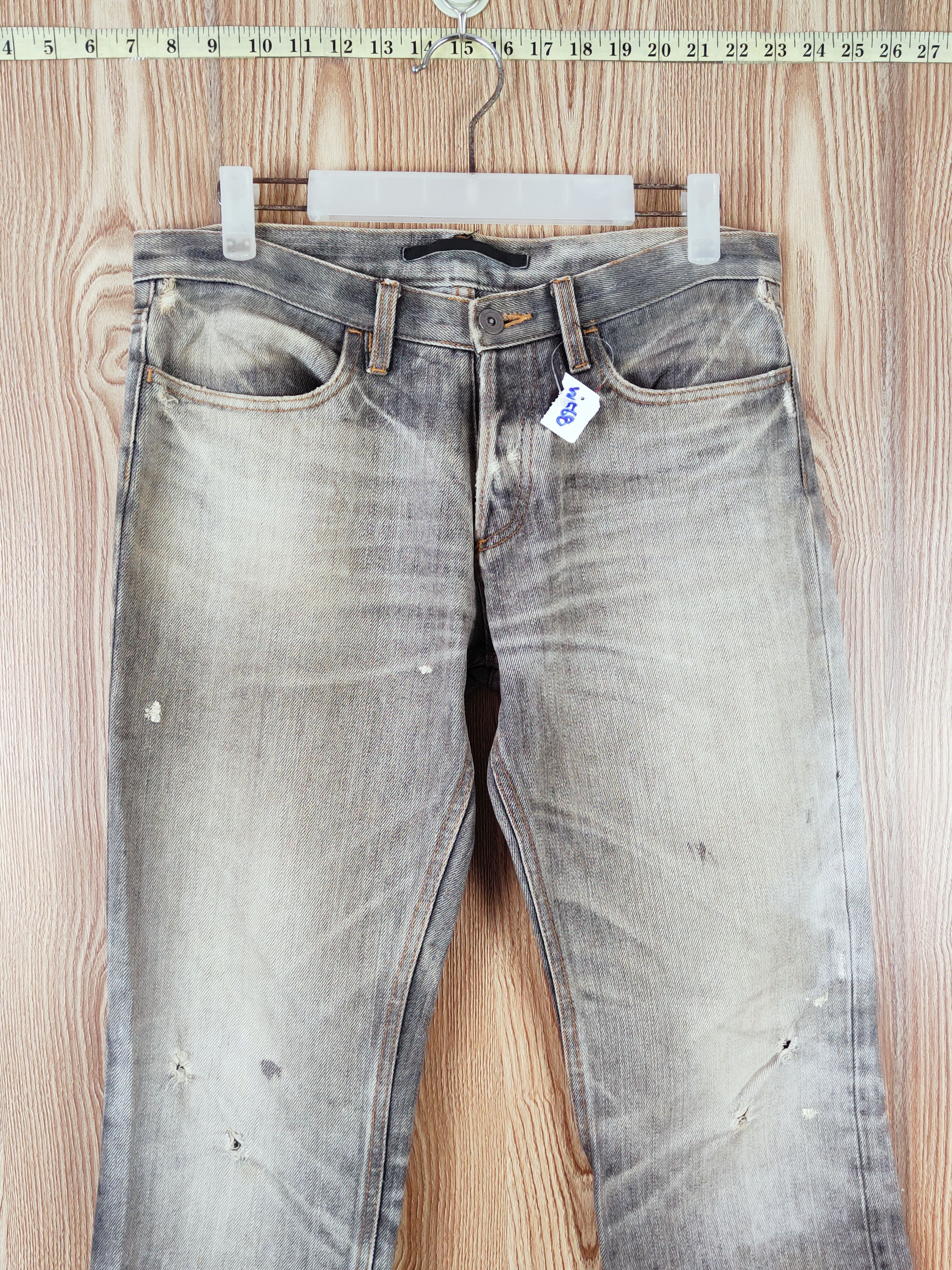 RIPVANWINKLE Rip van winkle japan Black Faded Ripped denim Jeans #W658 Size US 32 / EU 48 - 2 Thumbnail