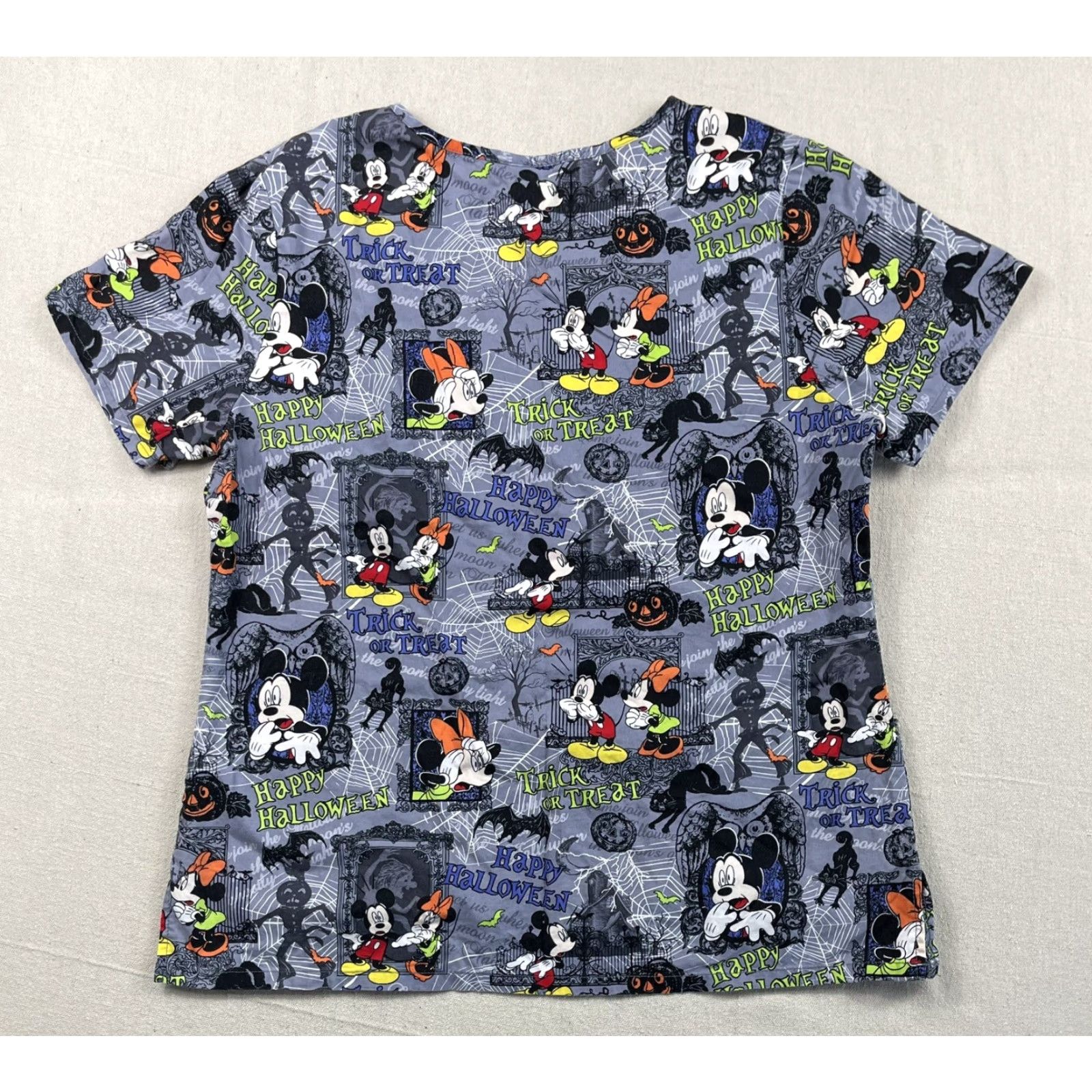 Disney Disney Scrub Top Shirt Women Medium M Mickey Mouse Trick Or Treat Halloween Pockets Multi-Color Cotton/Polyester Medical Disney Size US M / EU 48-50 / 2 - 3 Thumbnail