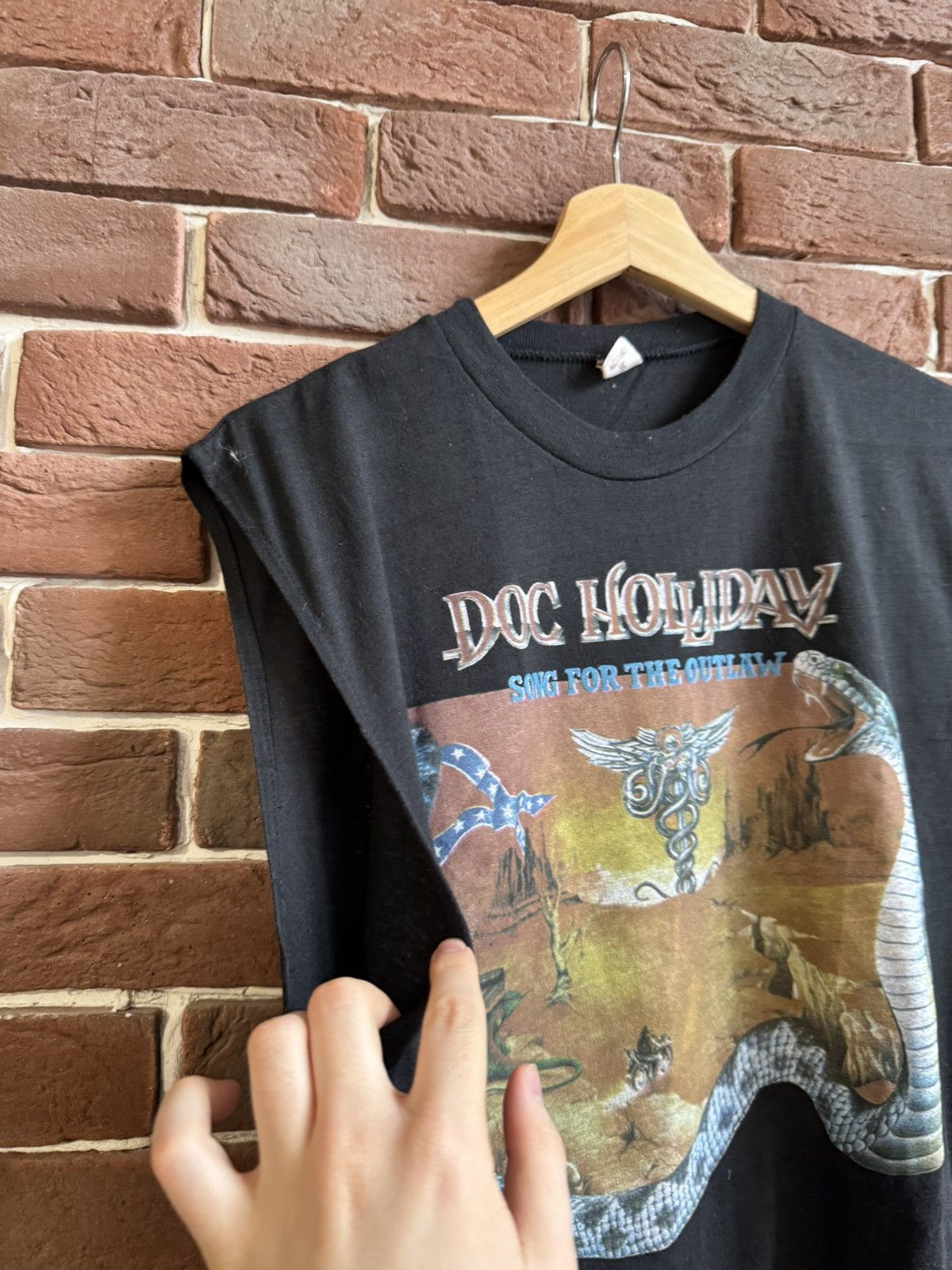 Band Tees Vintage 1989 Doc Holiday Song for Outlaw Rock Band Tee 90s Size US XL / EU 56 / 4 - 4 Thumbnail