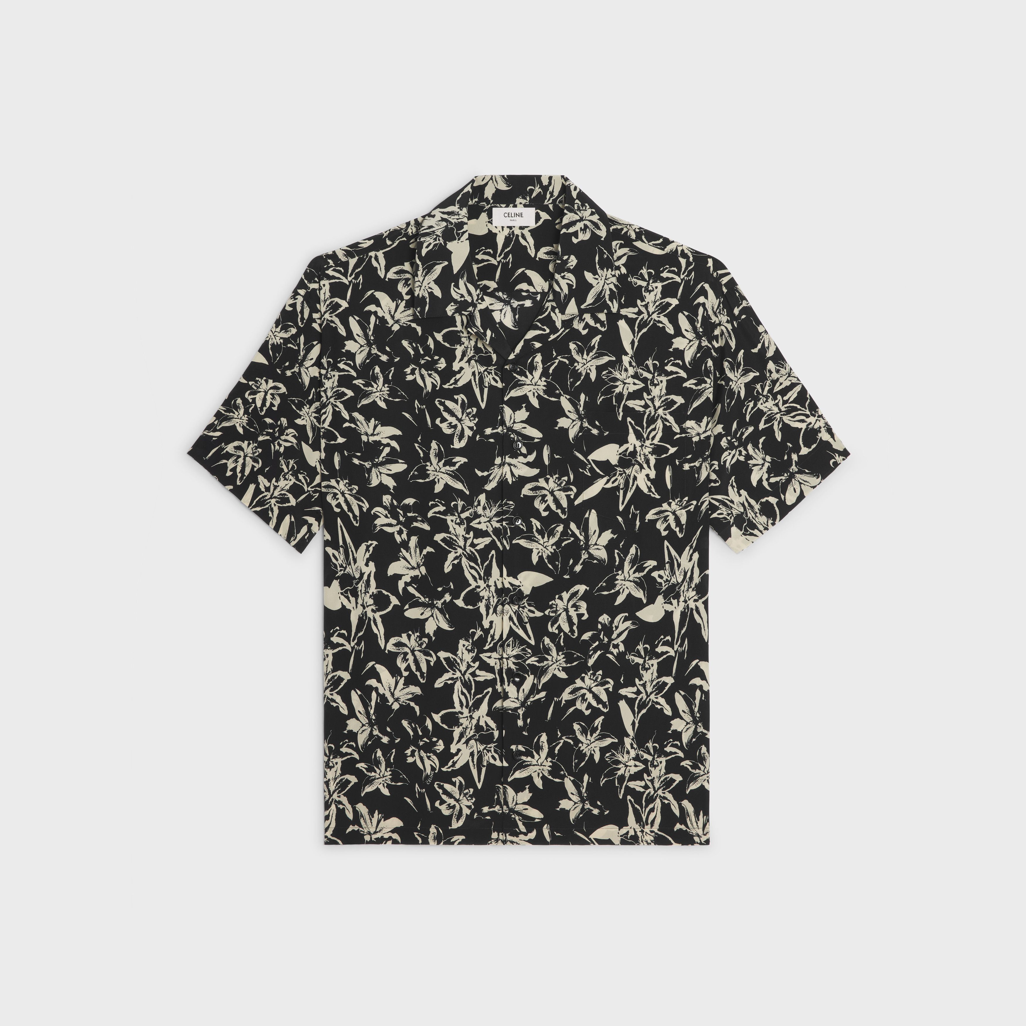 o1bcso1str0925 2C946837Y Hawaiian Shirt in Black/Vanilla