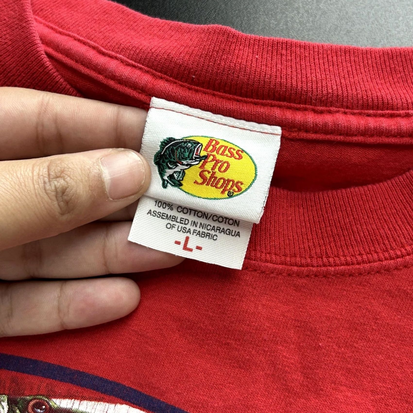 Bass Pro Shops Bass Pro Shops Shirt Mens L T-Shirt Graphic Print Patriotic American Flag Bass Pro Shops Logo Crew Neck Short Sleeve Red Outdoor Fish Theme Size US L / EU 52-54 / 3 - 3 Thumbnail