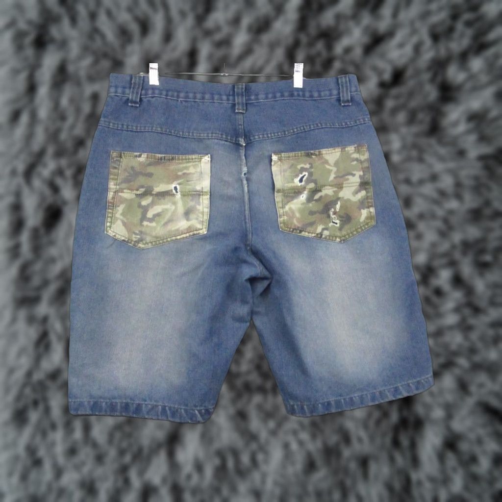 Vintage OT Revolution Jeans Shorts Denim 38 Wide Leg Camo Pockets Bermuda Bottoms 90s Mens Regular Blue Denim OT Revolution Size US 38 / EU 54 - 1 Thumbnail