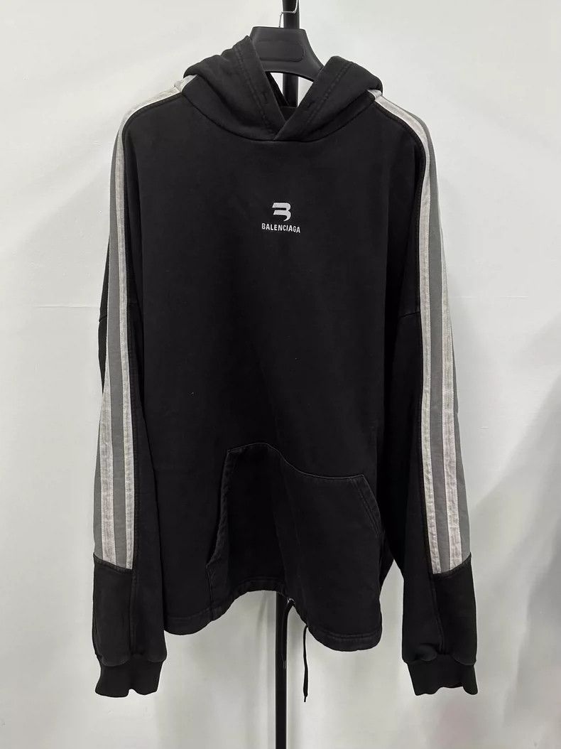 Balenciaga Balenciaga FW22 striped Logo printed hooded casual long sl Size US M / EU 48-50 / 2 - 1 Thumbnail