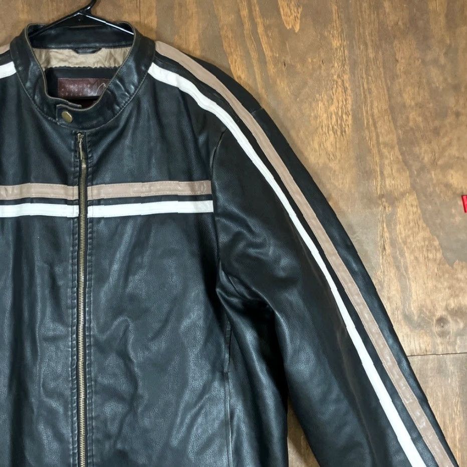 Vintage Whispering Smith Mens Jacket Black Stripes Full Zip Faux Leather Motorcycle XL Jacket Size US XL / EU 56 / 4 - 5 Thumbnail
