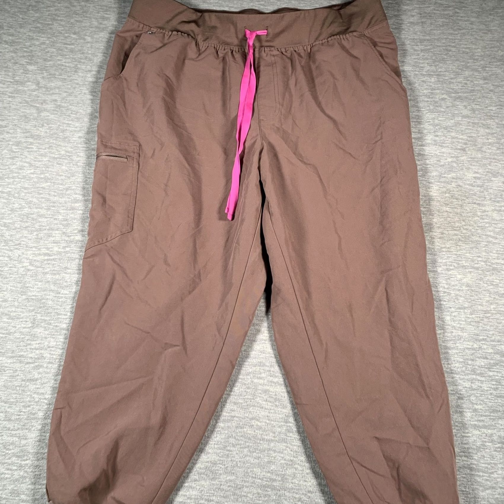Vintage FIGS Technical Collection Jogger Scrub Pants Womens 3XL Petite Brown Zip Pocket Size 40" / US 18 - 2 Thumbnail