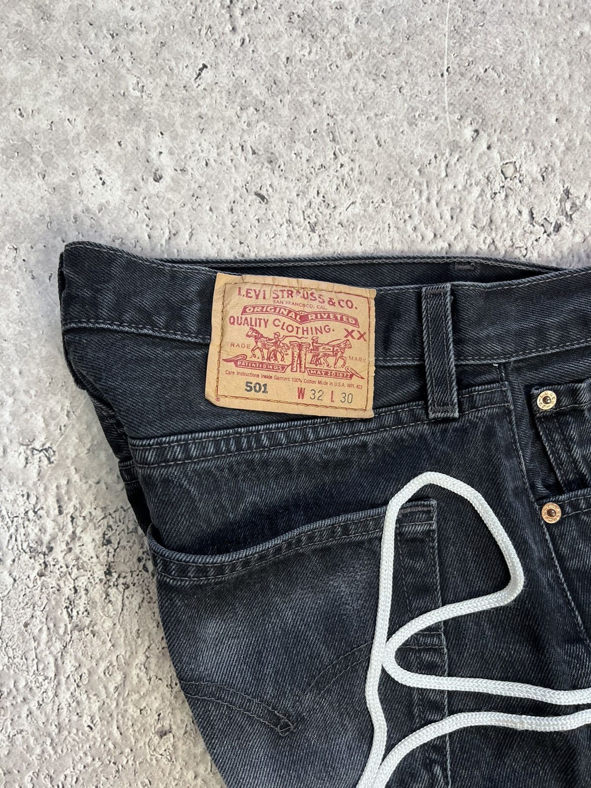 Levi's × Levi's Vintage Clothing Levis 501 Custom Skeleton Jeans Denim FUCK DISTRESSED PANTS Size US 32 / EU 48 - 13 Thumbnail
