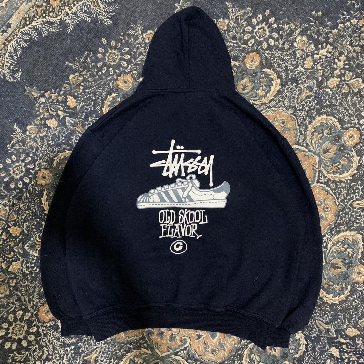 image of Hoodie Stussy Old Skool Flavor 90’S in Navy, Men's (Size Large)