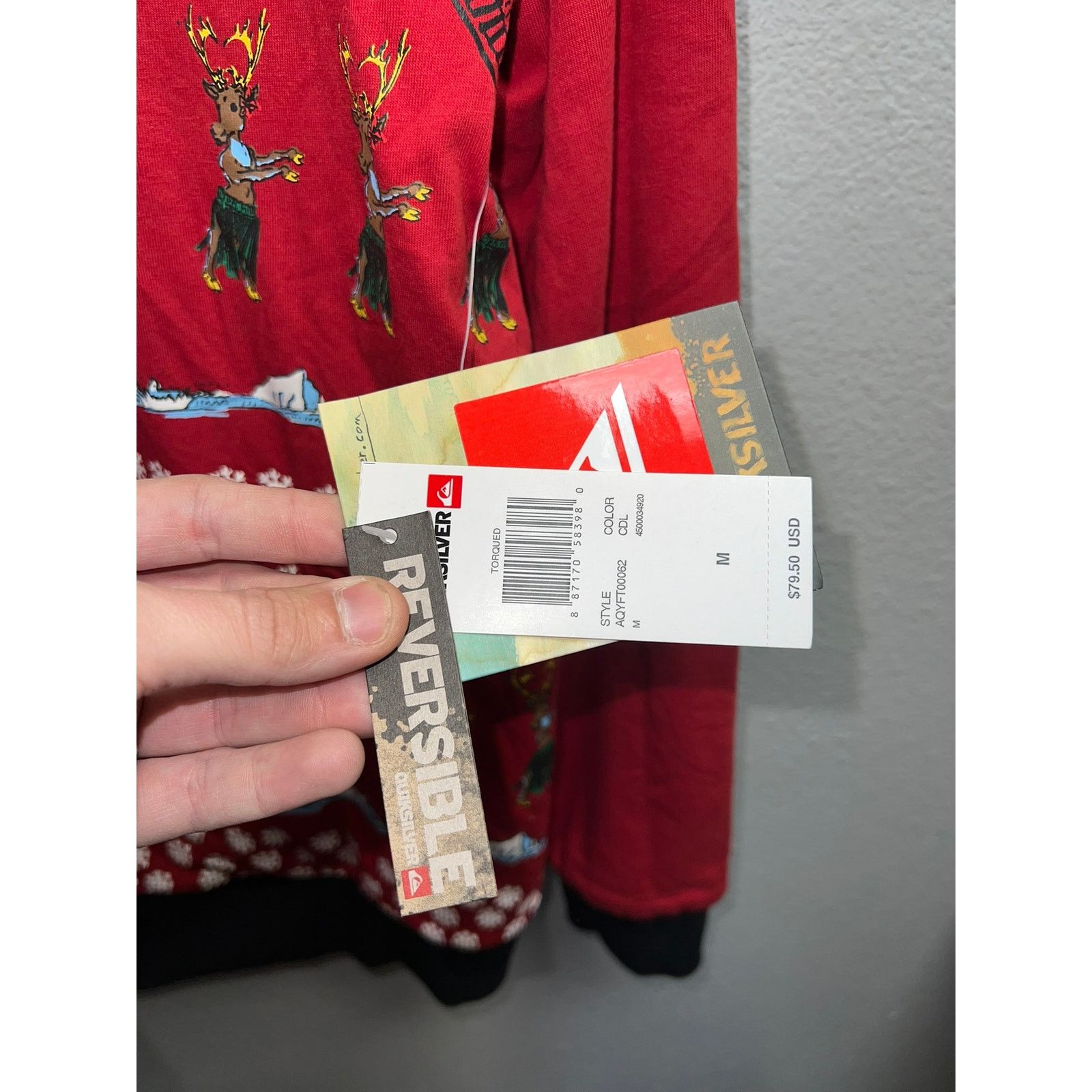 Vintage Vintage Quiksilver Reversible Hoodie Torqued Christmas NWT M Size US M / EU 48-50 / 2 - 10 Thumbnail